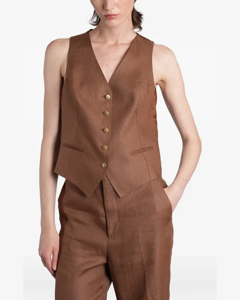 Tagliatore Gail V-neck button-down gilet - Braun Braun