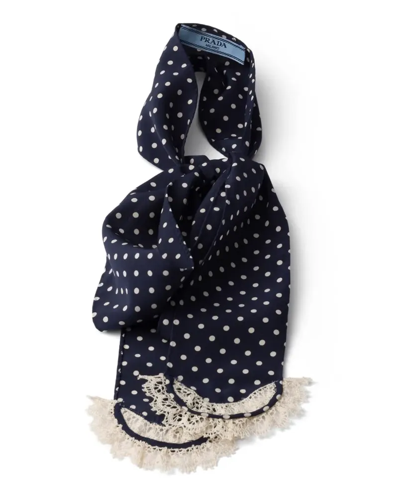 Prada polka-dot marocain scarf - Blau Blau