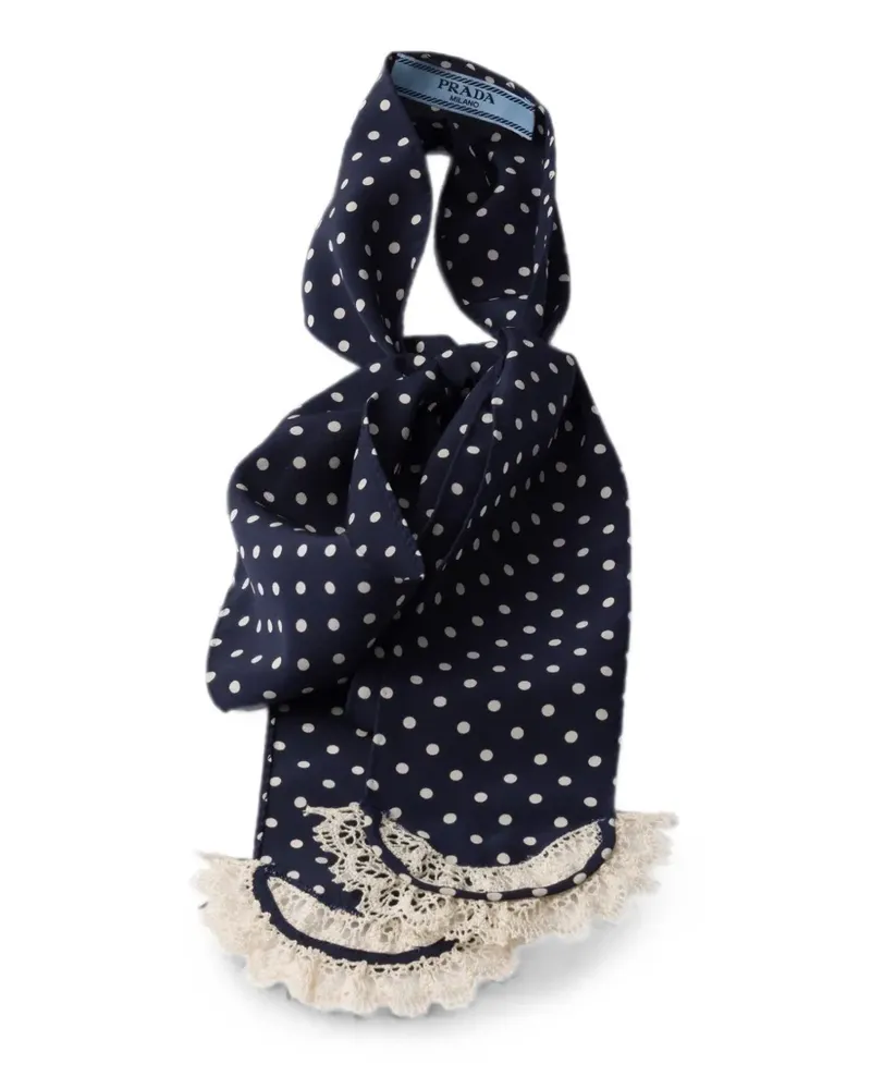 Prada polka-dot marocain scarf - Blau Blau