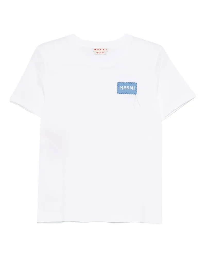Marni T-Shirt mit Logo-Patch - Weiß Weiß