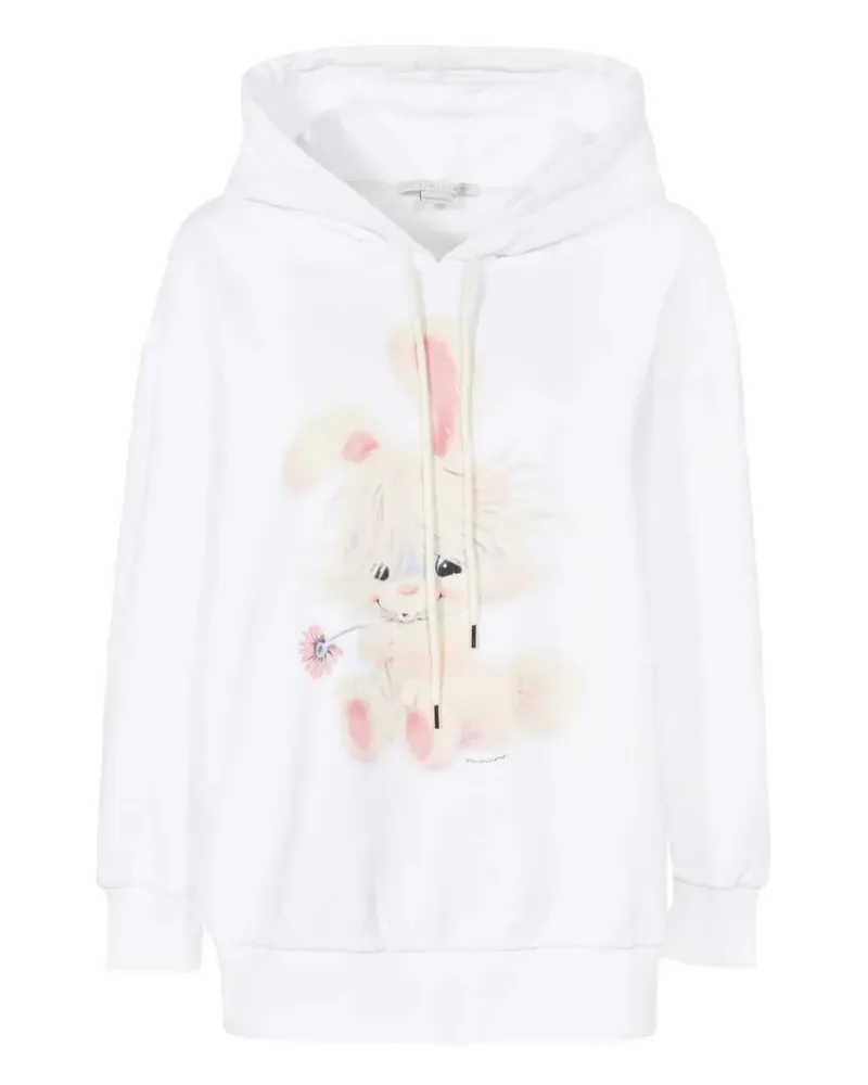 Stella McCartney rabbit-print ribbed hoodie - Weiß Weiß