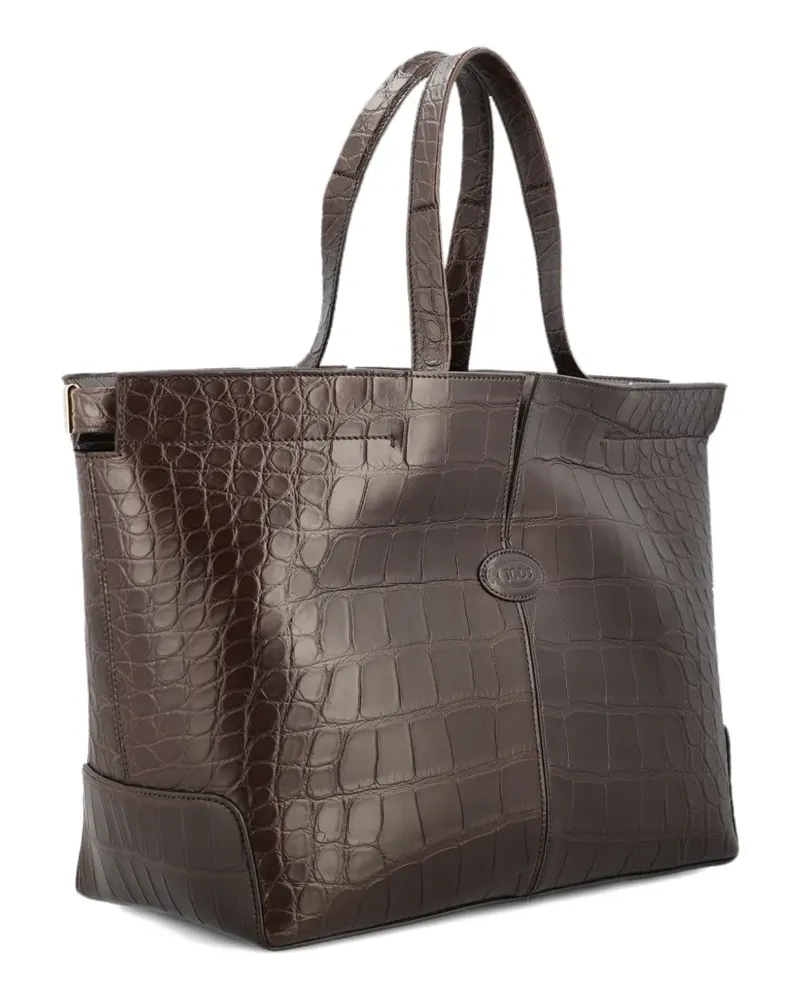 TOD'S Alligator Tasche mit ovalem Logo - Braun Braun