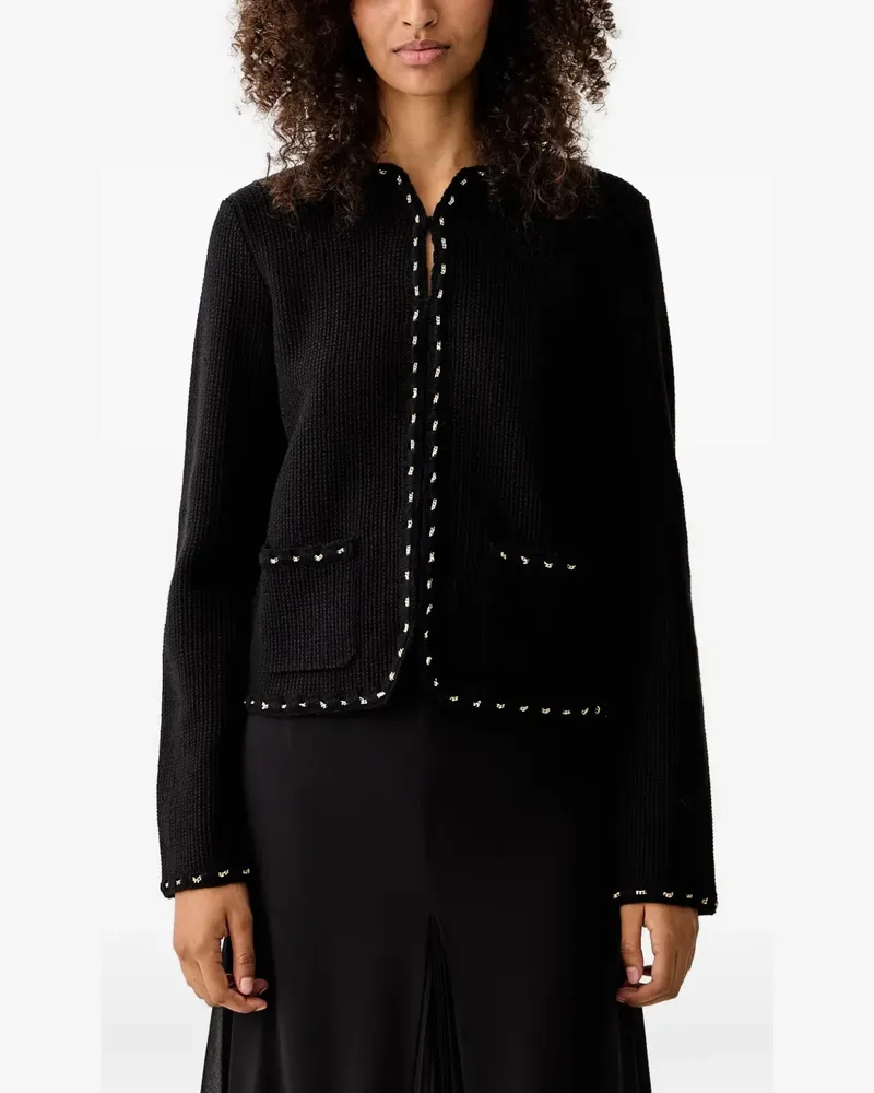 Luisa Spagnoli Verzierter Bouclé-Cardigan - Schwarz Schwarz