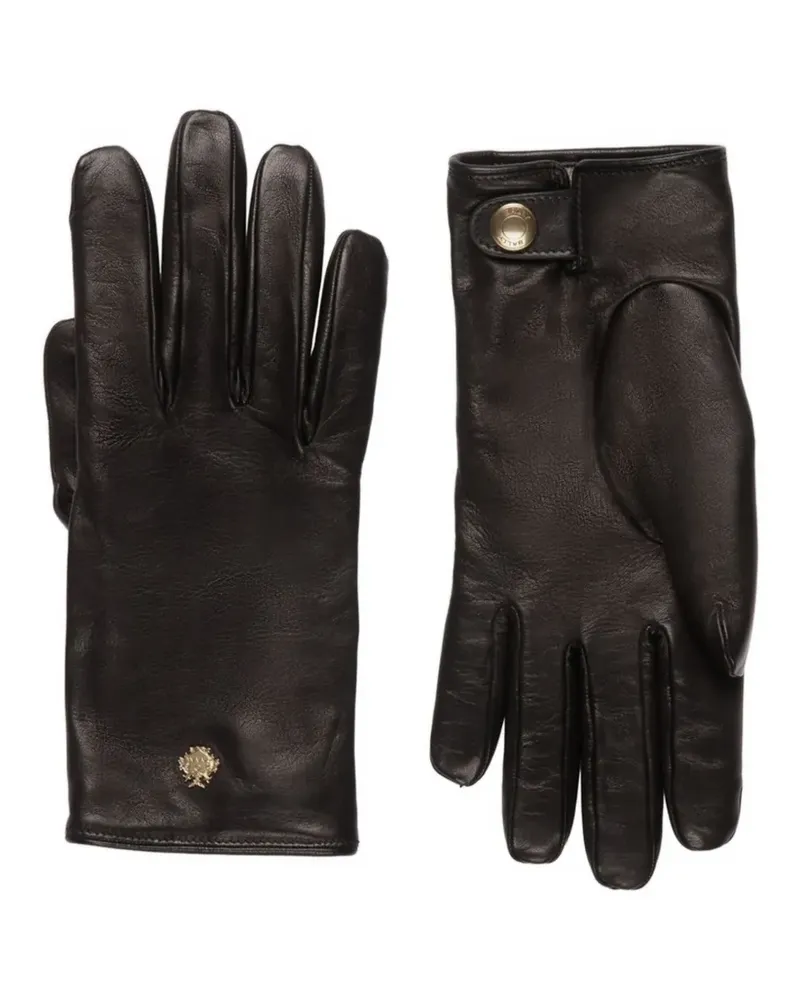 Bally Handschuhe aus Leder mit Logo-Wappen - Schwarz Schwarz