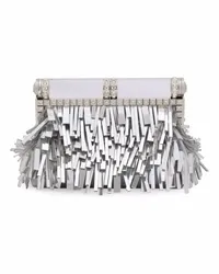 Dolce & Gabbana Clutch mit Fransen Silber