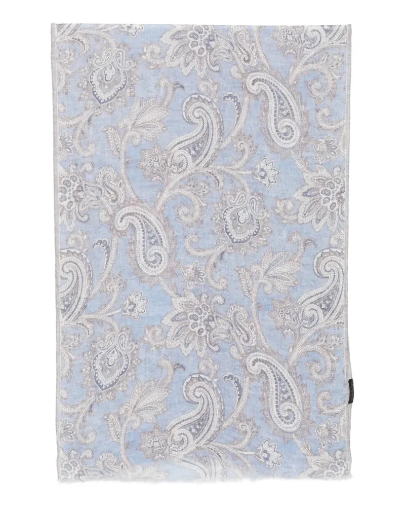 Dell'oglio Ausgefranster Schal mit Paisley-Print - Blau Blau