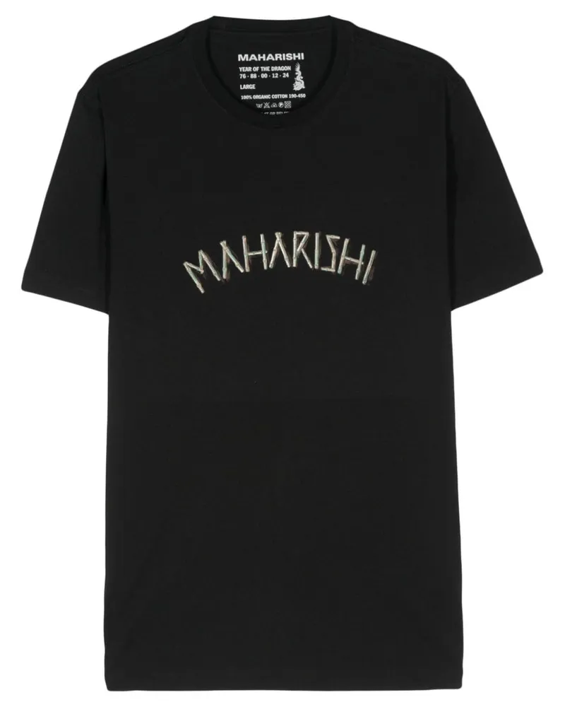 maharishi T-Shirt mit Logo-Print Schwarz