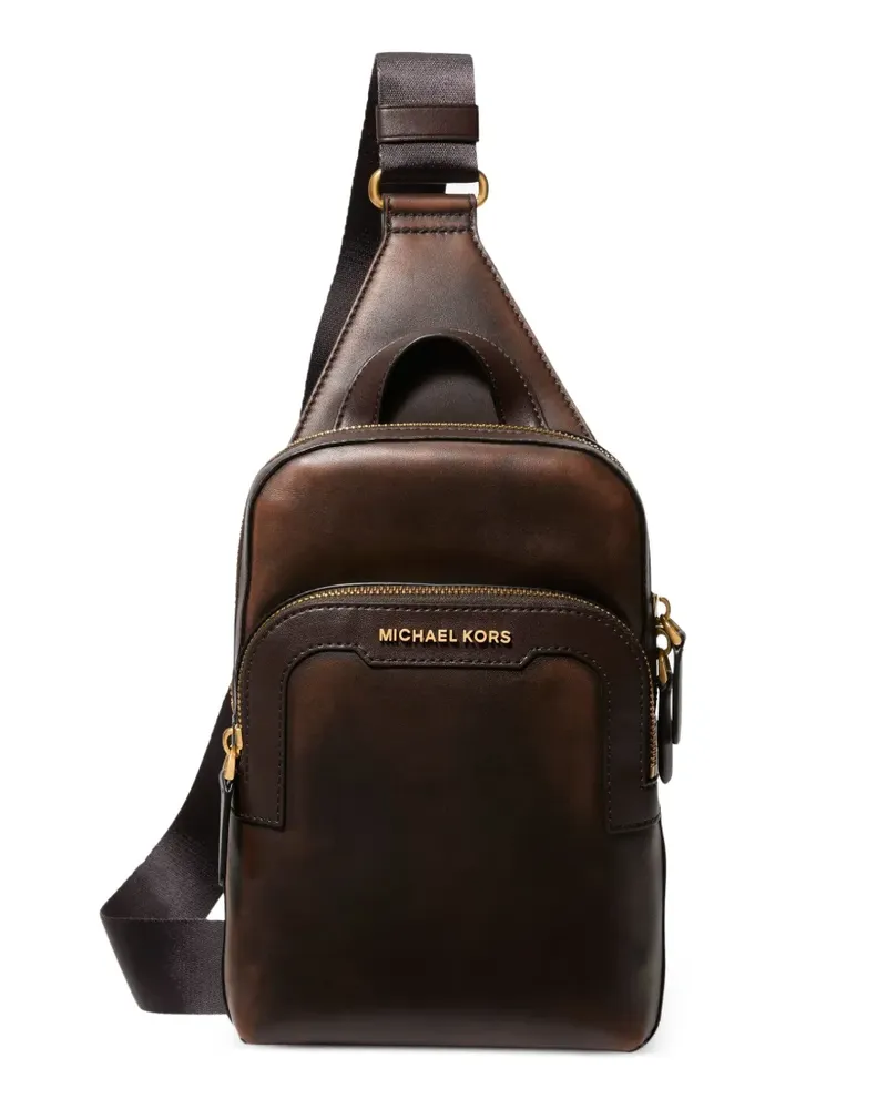 Michael Kors Mittelgroße Hudson Schultertasche aus Leder - Braun Braun