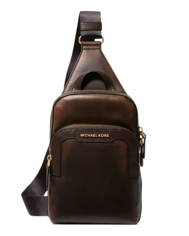Michael Kors Mittelgroße Hudson Schultertasche aus Leder - Braun Braun