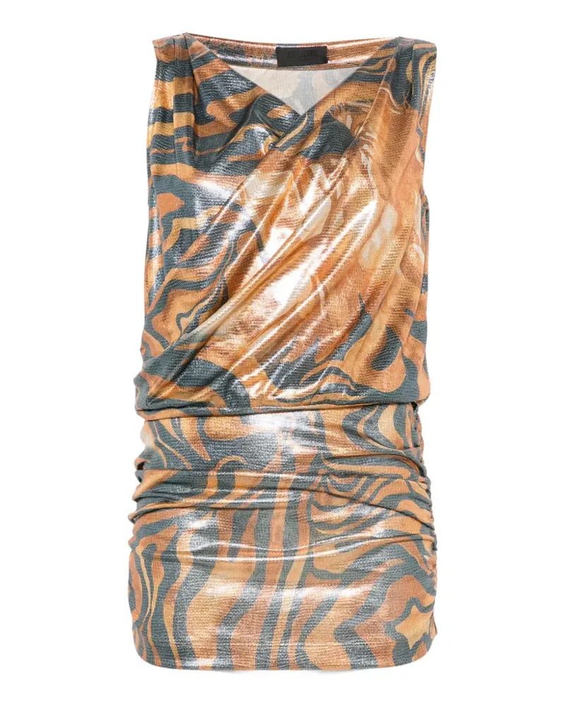 Alberta Ferretti Minikleid mit Tiger-Print - Orange Orange