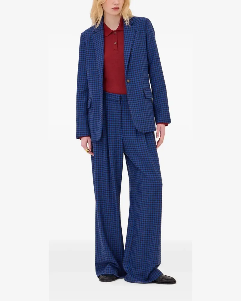 ottod’Ame Bundfaltenhose mit Vichy-Karo - Blau Blau