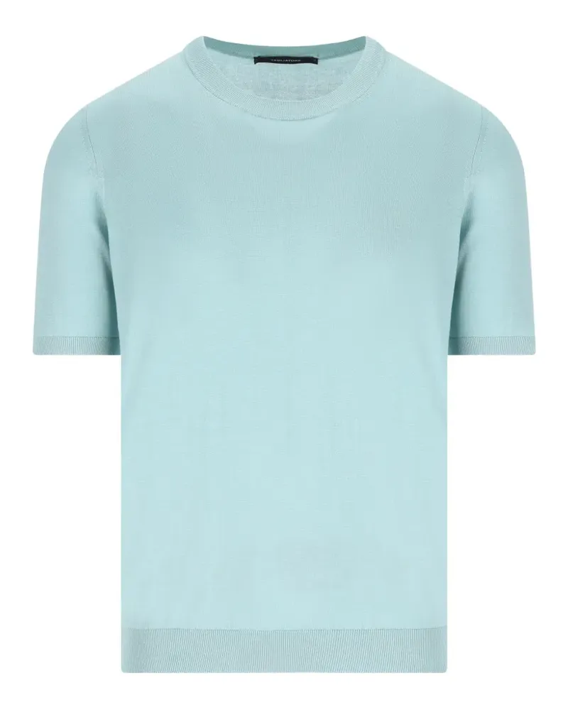 Tagliatore T-Shirt mit geripptem Saum - Blau Blau