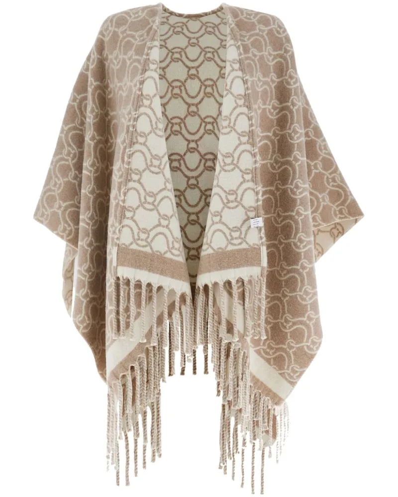 Ferragamo Poncho mit Jacquardmuster Nude