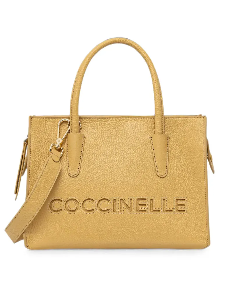 Coccinelle logo-debossed pebbled tote bag - Gelb Gelb