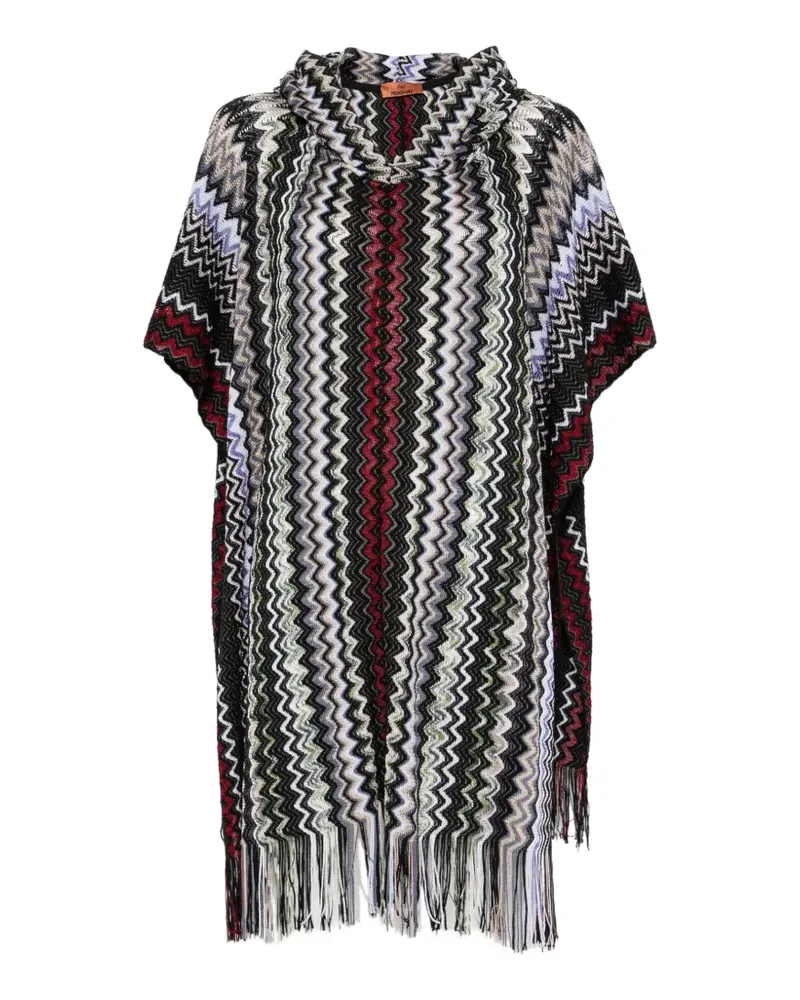 Missoni Poncho mit Kapuze und Zickzackmuster - Schwarz Schwarz