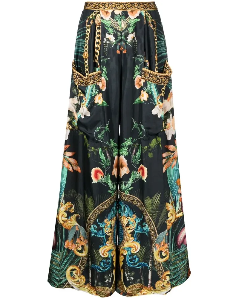 Camilla Weite Hose mit grafischem Print - Schwarz Schwarz