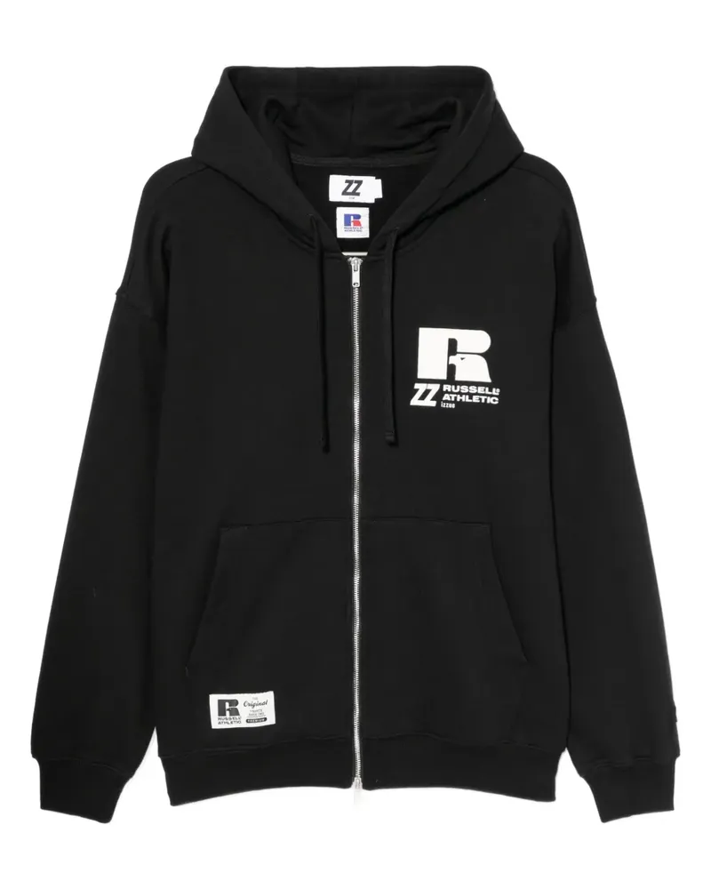 Izzue x Russell Athletic Hoodie mit Logo-Stickerei - Schwarz Schwarz