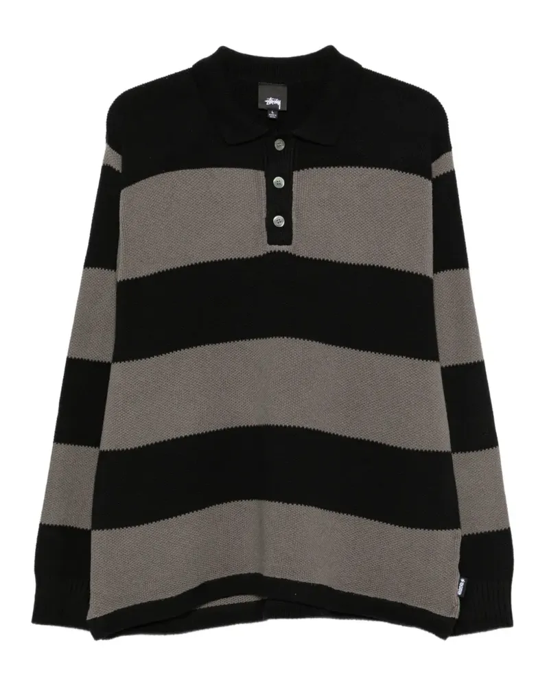 Stüssy Gestreiftes Poloshirt - Schwarz Schwarz
