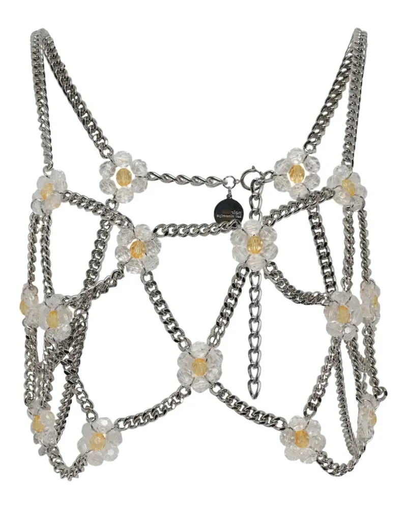 Noir Kei Ninomiya floral-embellished chain-link vest - Silber Silber