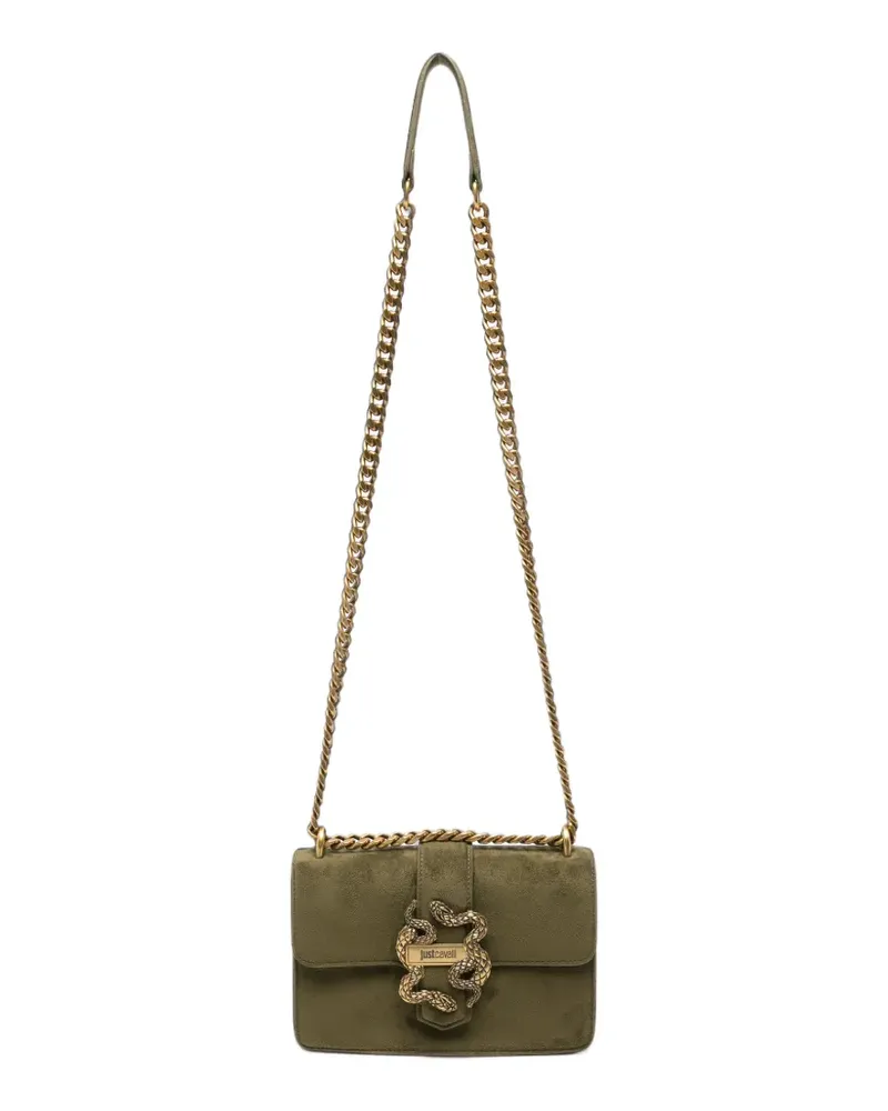 Just Cavalli Schultertasche mit Schlangen-Schild - Grün Grün