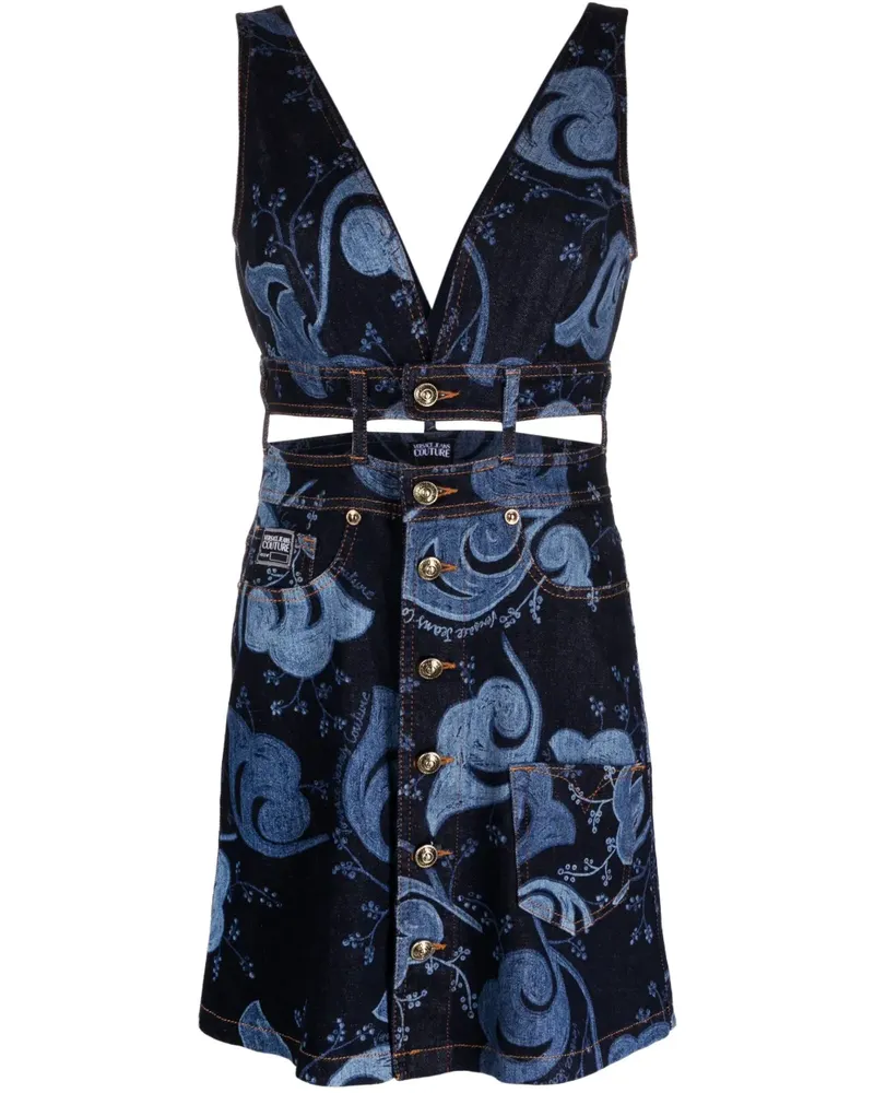 Versace Jeans Gerafftes Kleid mit Cut-Out - Blau Blau