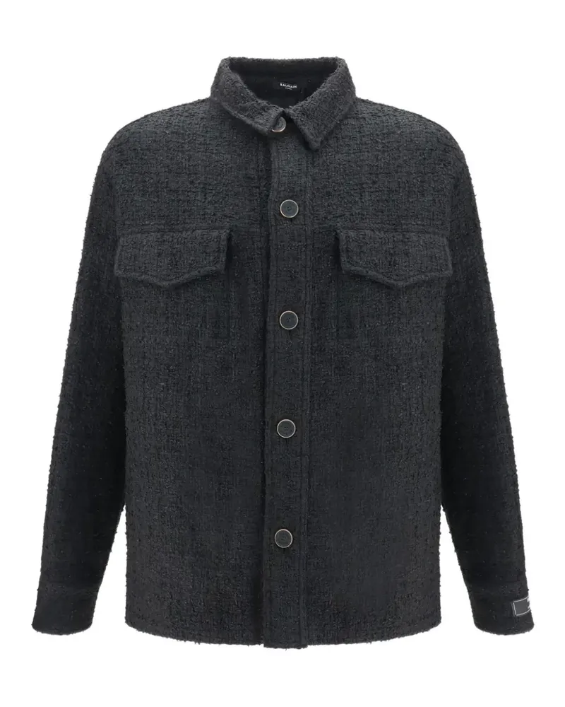 Balmain Hemdjacke mit Klappentasche - Grau Grau