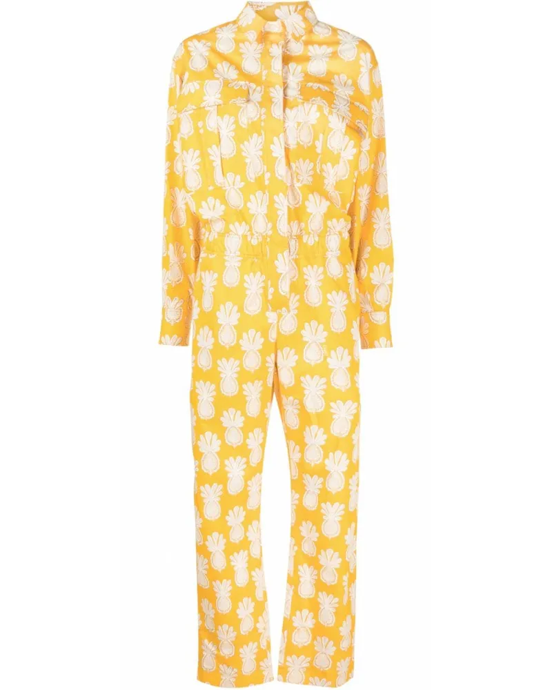 La DoubleJ Aviator Jumpsuit mit Früchte-Print - Gelb Gelb
