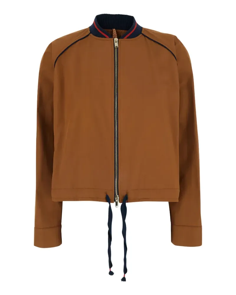 ..,merci striped-trim drawstring-hem bomber jacket - Braun Braun