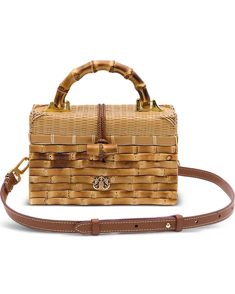 ISLA Eleonora Schultertasche aus Rattan - Braun Braun
