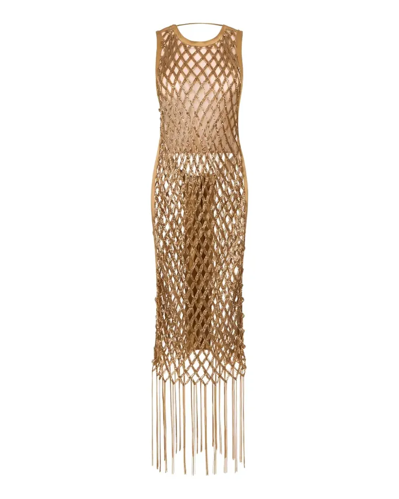 Elisabetta Franchi mesh beaded dress - Gold Gold