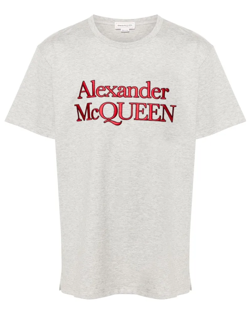Alexander McQueen T-Shirt mit Logo-Stickerei - Grau Grau