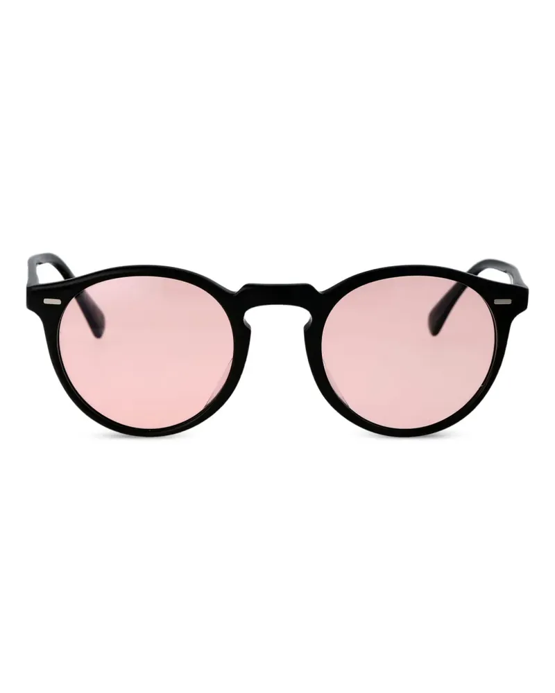 Oliver Peoples Gregory Peck Sun Sonnenbrille mit rundem Gestell - Schwarz Schwarz