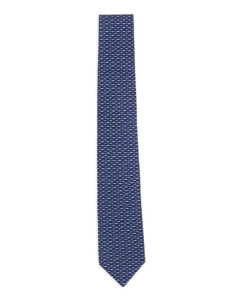 Ferragamo Seidenkrawatte mit geometrischem Print - Blau Blau
