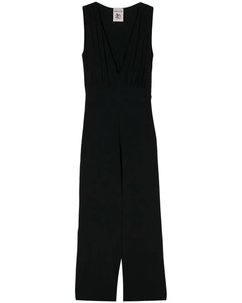 Semicouture Jumpsuit mit V-Ausschnitt Schwarz