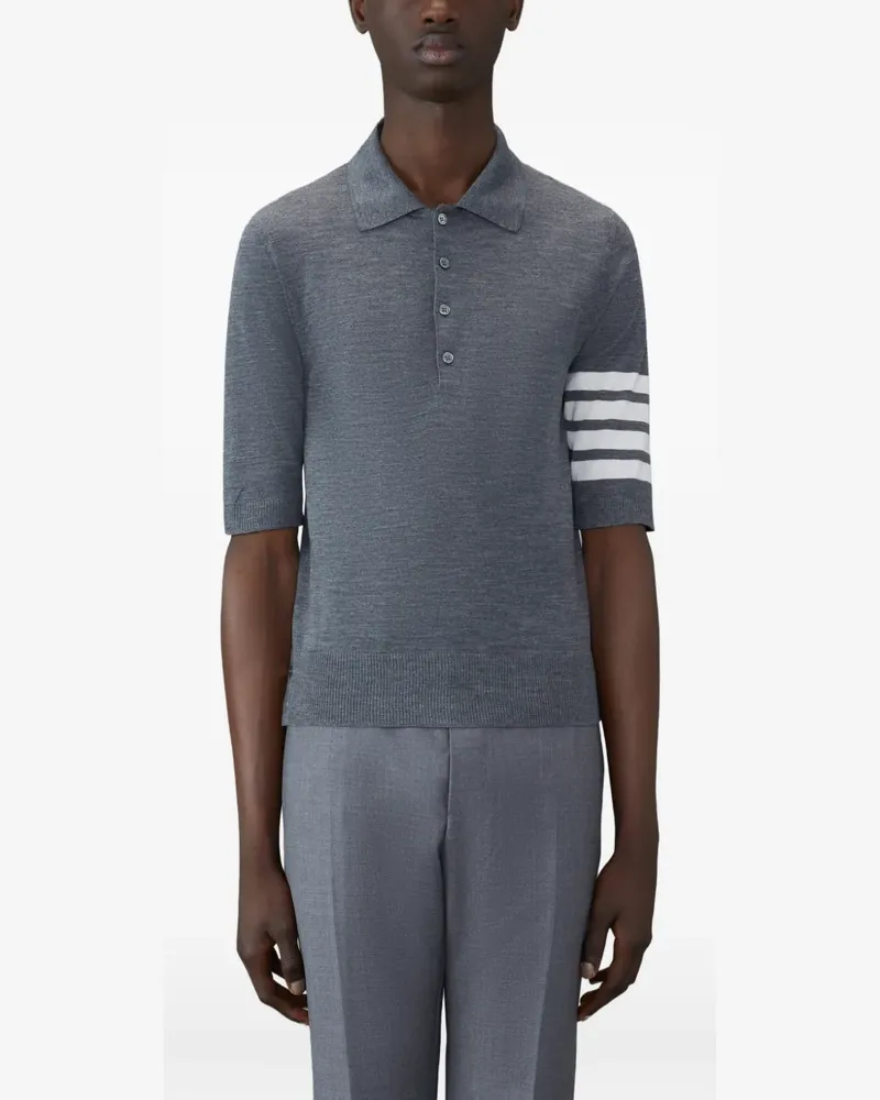 Thom Browne Poloshirt mit Streifen-Logo - Grau Grau