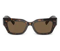Eckige Sonnenbrille mit Nieten - Braun