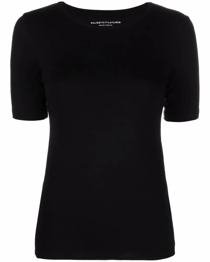 Majestic T-Shirt mit rundem Ausschnitt - Schwarz Schwarz