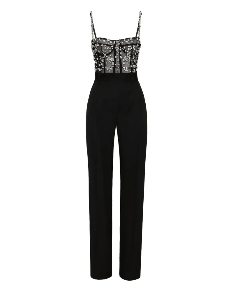 Oscar de la Renta Jumpsuit mit Kristallen - Schwarz Schwarz