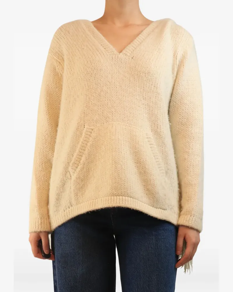 Gabriela Hearst fringed V-neck hoodie - Nude Nude