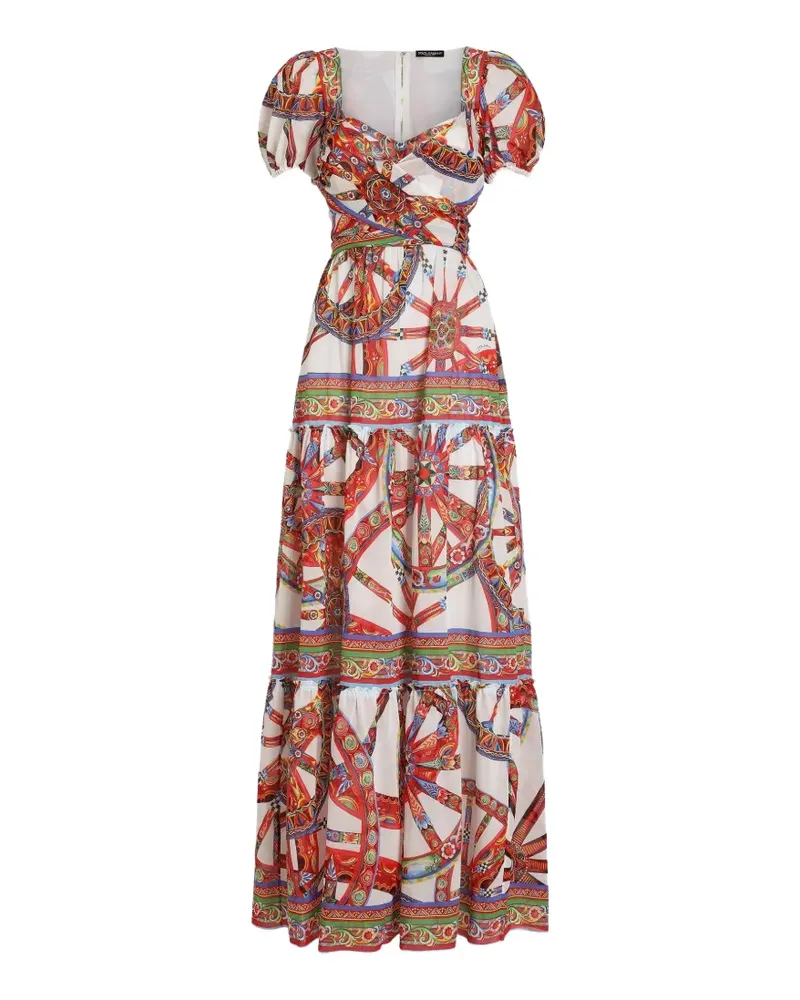 Dolce & Gabbana Langes Kleid mit Carretto-Print - Schwarz Schwarz