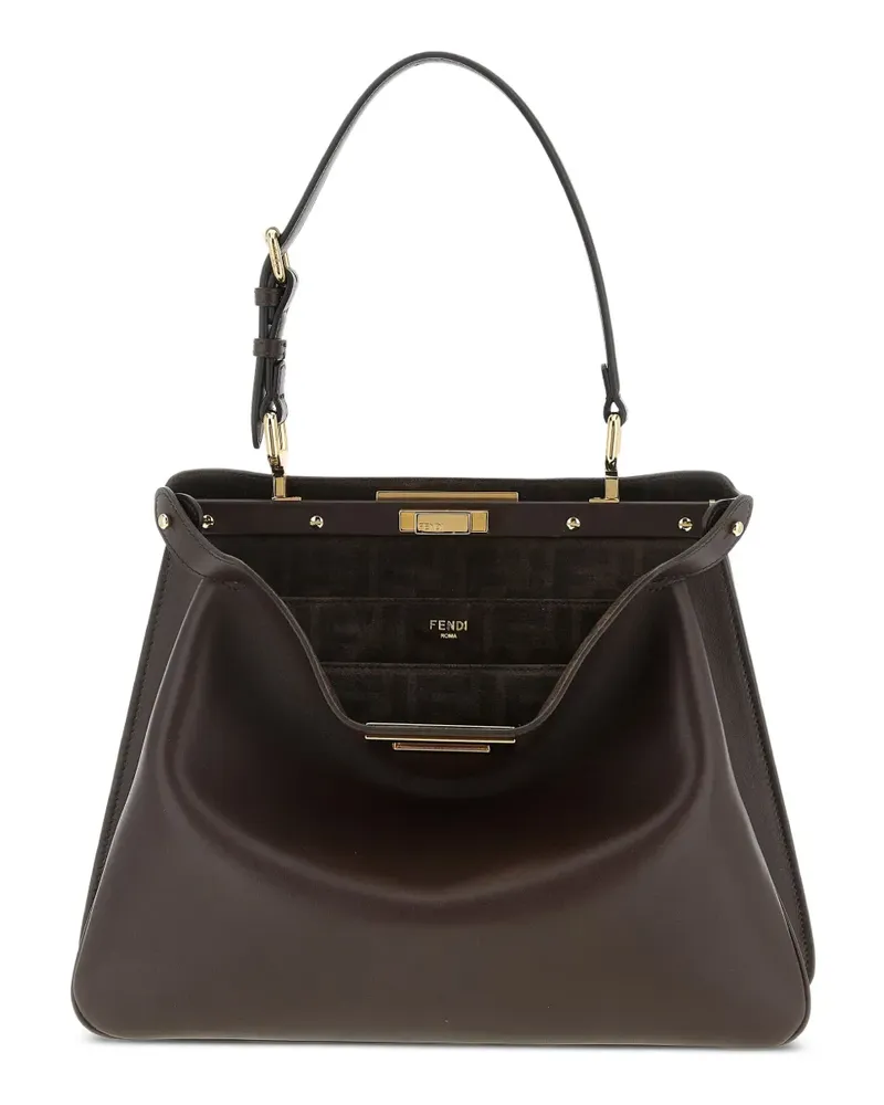 Fendi Mittelgroße Peekaboo Schultertasche - Braun Braun