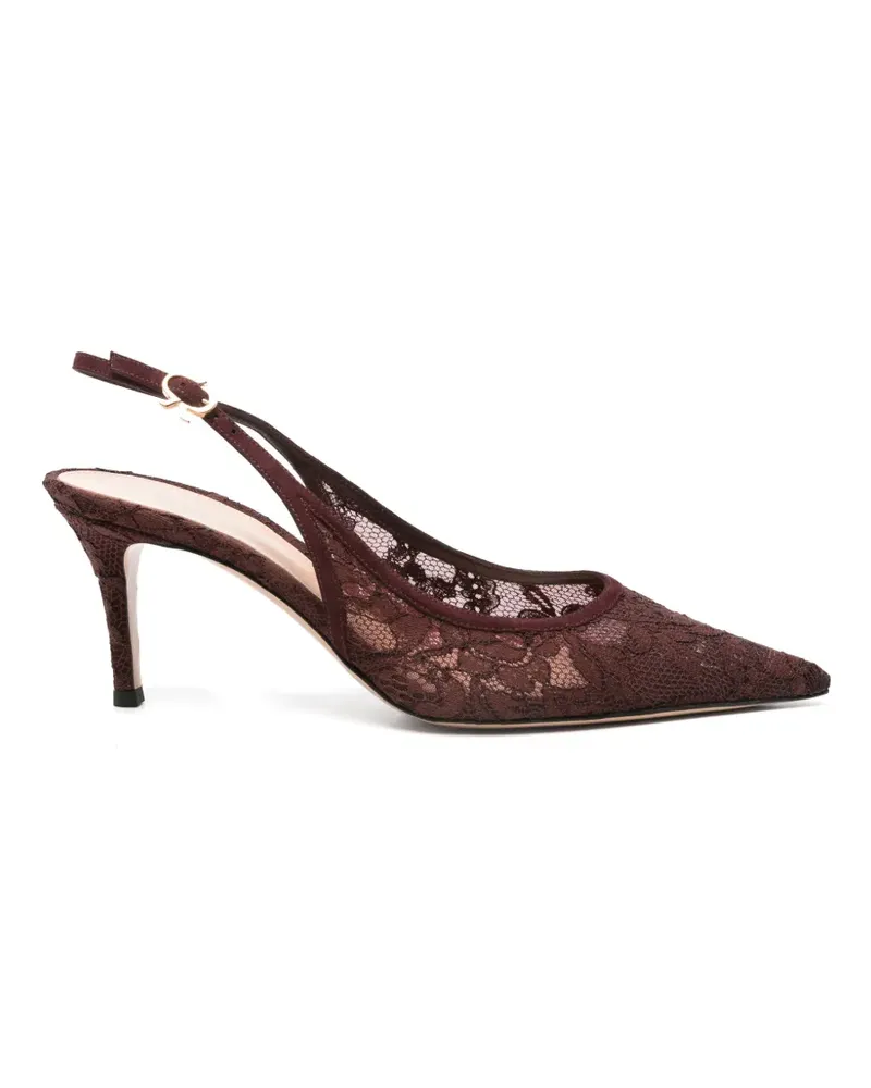 Gianvito Rossi Claudia Sling 70 Pumps mit Spitzeneinsatz und Absatz - Braun Braun