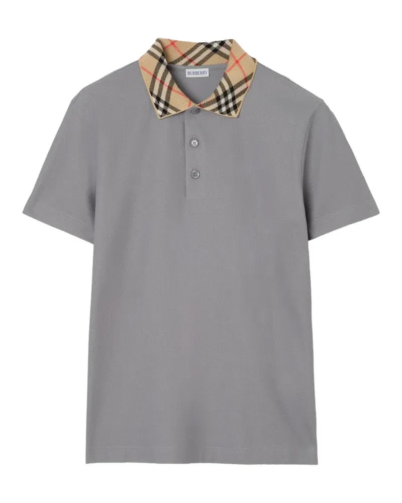 Burberry Poloshirt mit kariertem Kragen - Grau Grau