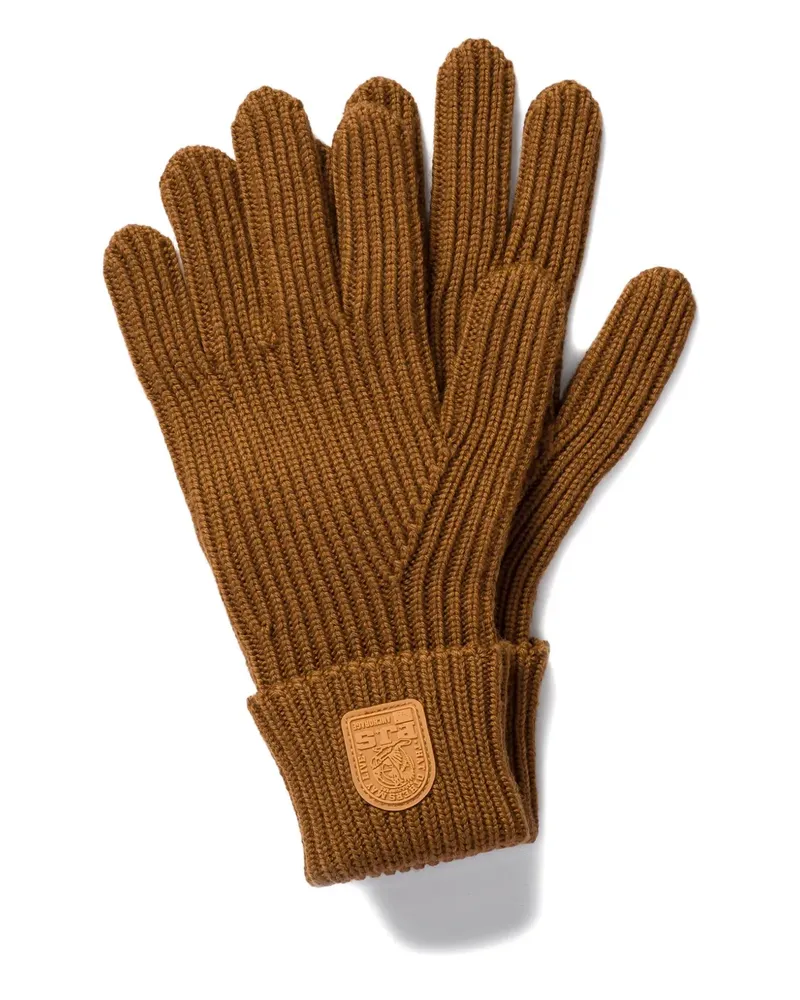Parajumpers Gerippte Handschuhe mit Leder-Patch - Braun Braun