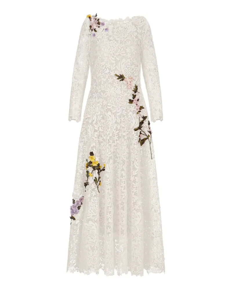Oscar de la Renta Drapiertes Maxikleid aus Guipure-Spitze - Blau Blau