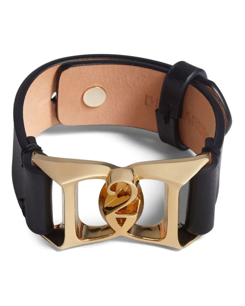 Dsquared2 Lederarmband mit Logo-Schild - Gold Gold