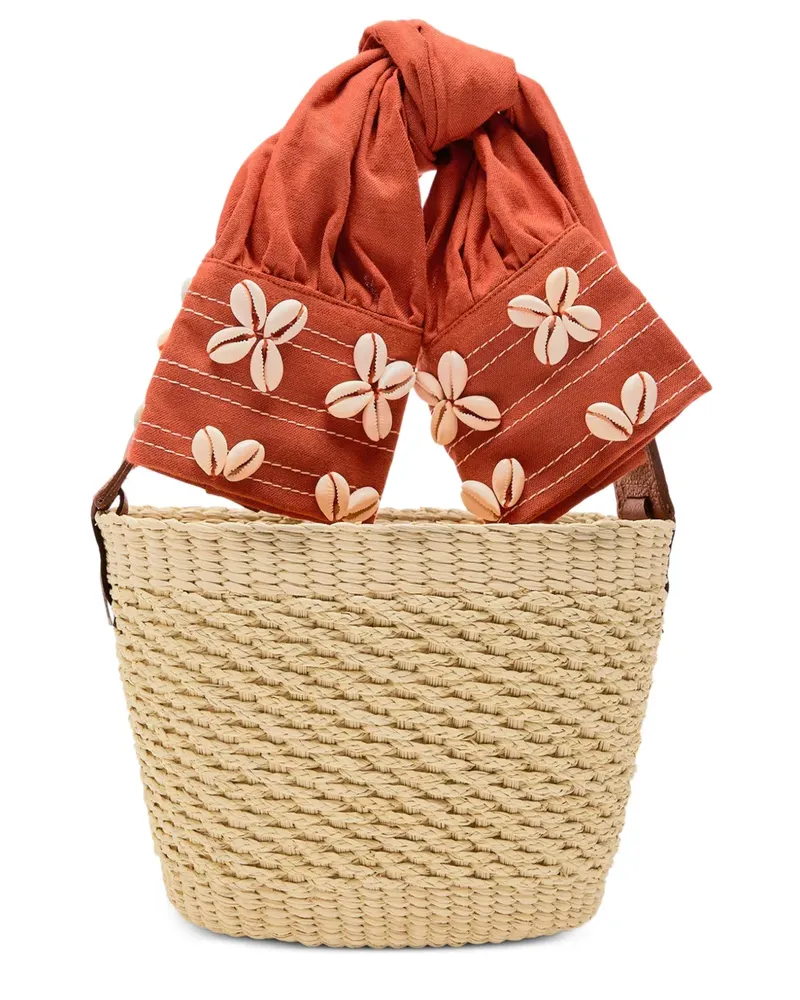 Sensi Studio mini shell-sleeve basket bag - Nude Nude