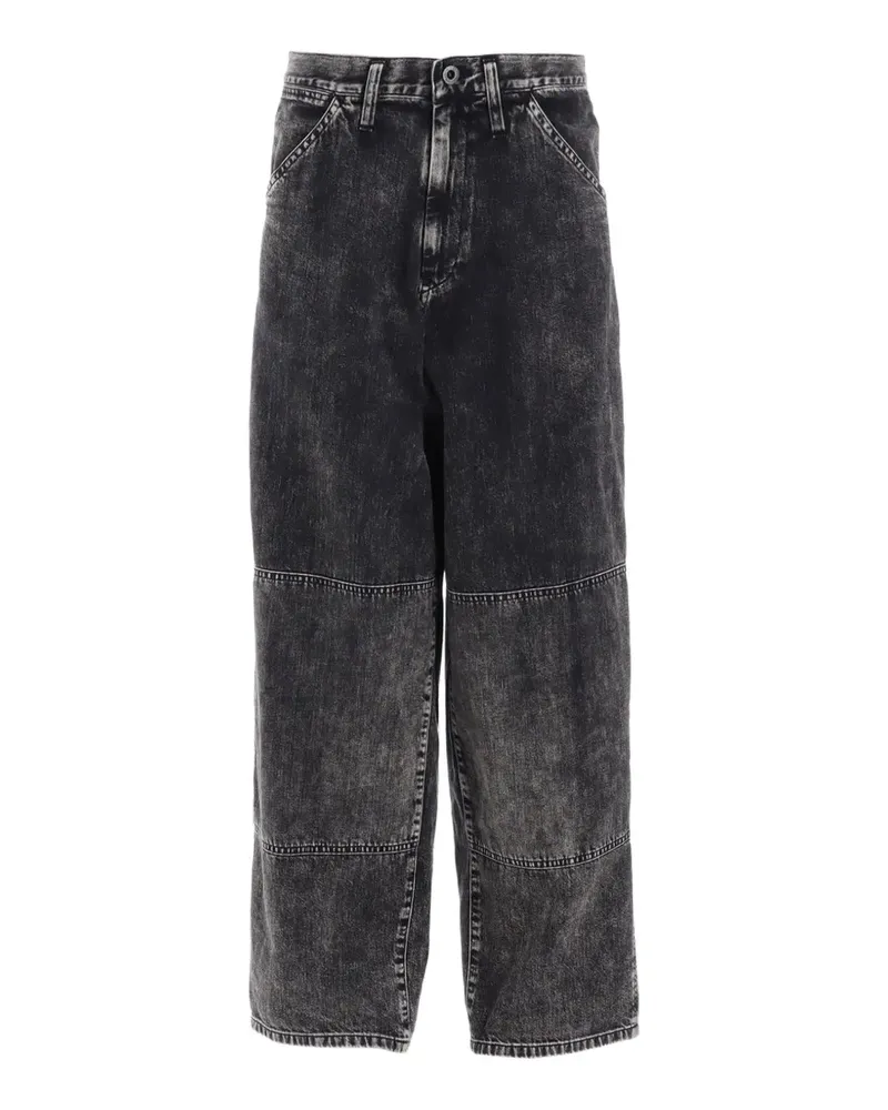 Yohji Yamamoto faded-effect panelled denim jeans - Schwarz Schwarz