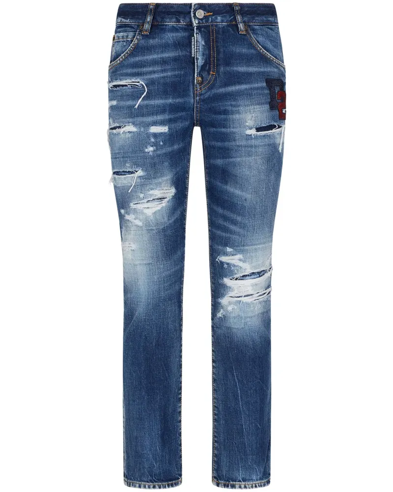 Dsquared2 Cropped-Jeans mit Logo-Patch - Blau Blau