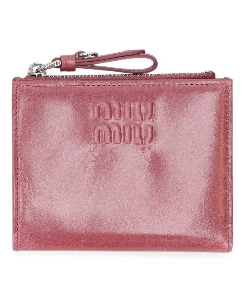 Miu Miu logo-embossed leather wallet - Rot Rot